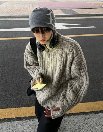 Abel cable knit zip-up
